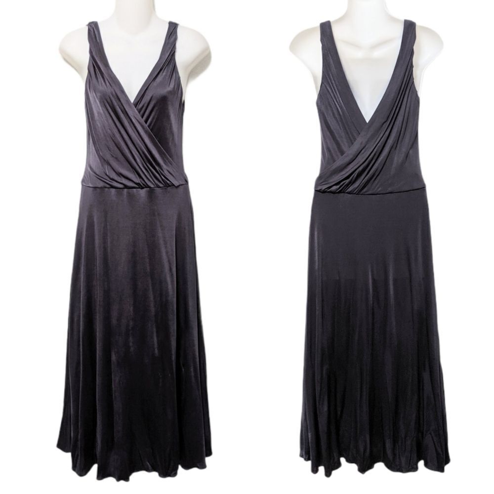 BANANA REPUBLIC Plunge Drape Front Midi Dress M
